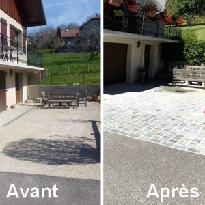 Réalisation d'une cour en pavés de Luserne 15x15